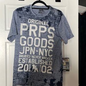 PRPS Goods & Co Blue tee shirt Bruised Never Broken